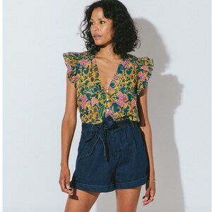 Cleobella Chloe Blouse in Indo Block Print, Size M